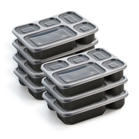 Boîte à repas à cinq compartiments en PP avec couvercle anti-fuite, compatible micro-ondes et empilable