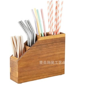 Wooden <b>Storage</b> <b>Box</b> Desktop Multi Compartment <b>Kitchen</b> Tableware Organizer Rectangle Solid Wood Tidy Organizing - Product Image 3