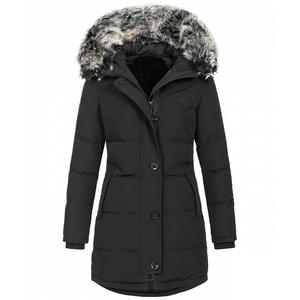 2025 hiver femmes pour <span class=keywords><strong>Amazon</strong></span> à capuche Polyester veste lapin vison à manches longues mi-longueur Parka respirant fermeture éclair manteau - Product Image 4