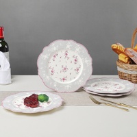 Lot de 4 assiettes à dîner en porcelaine écologique de 10 pouces pour salade, pâtes, soupe et dessert