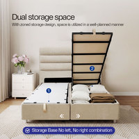 Lit de rangement modulaire lumineux réglable et durable de style européen avec charnières à clic extra-résistantes, tailles Full/Queen/King, garantie