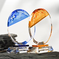 Trophée Nuage Bleu Jadevertu avec Logo Personnalisé en Verre et Cristal pour Cadeaux Annuels d'Entreprise et Professionnels