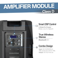 Précision Pro Audio CAO08D3 500W Haut-parleur en plastique de 8 pouces Haut-parleurs alimentés par Bluetooth Professionnel Actif avec écran DSP
