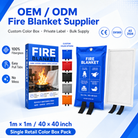 Couverture anti-feu d'urgence pour cuisine 1x1m en fibre de verre, emballage en boîte colorée pour incendies de graisse, sécurité à la maison et au bureau
