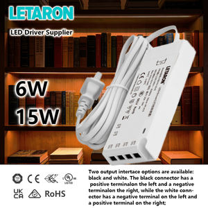 Transformateur LED ultra-mince 6W 15W 12V DC à haute efficacité énergétique avec câble d'entrée intégré, alimentation LED étanche en plastique pour - Product Image 3