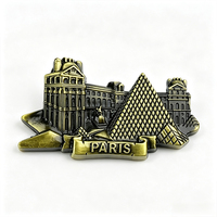 Aimant de réfrigérateur en métal, motif Pyramide du Louvre, Or antique, Souvenir de Paris, pour présentoir d'exposition, vente en gros, commande en gros, vente au détail