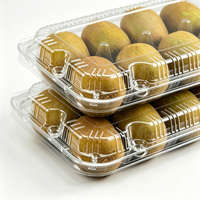 Boîte d'emballage carrée en plastique PET de qualité alimentaire pour kiwi, conteneur transparent jetable pour kiwi, 4/6/8 compartiments pour supermarché