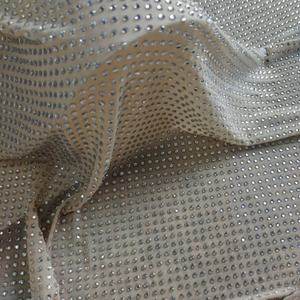 HS0116 bianco trasparente Siver DMC <span class=keywords><strong>pietre</strong></span> con Spandex maglia Glitter tessuto per abiti - Product Image 1