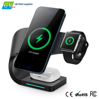 Support de charge magnétique sans fil 3-en-1 à succès – Charge rapide QC3.0 Type-C 15W pour montre connectée, téléphone portable et écouteurs (pour bureau)