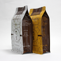 Sacs à café personnalisés en aluminium de 250g, 500g, 1kg avec impression de design, fermeture éclair, fond plat et valve
