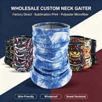 Bandana Polyester Sublimasi Logo Kustom, Gaiter Leher Elastis Microfiber, Syal Tabung Etnik untuk Perjalanan Festival