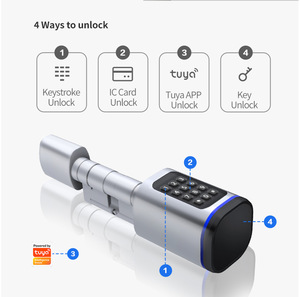 Serrure de porte biométrique intelligente numérique compatible avec l'application Tuya et le Wi-Fi, avec carte IC numérique, clé mécanique et cylindre en aluminium - Product Image 3