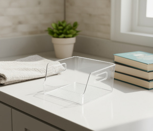 Caja Organizadora Acrílica 23.5x21.5x15cm Transparente, Contenedor Rectangular Multiusos para Almacenamiento en el Hogar - Product Image 2