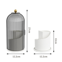 Organisateur de maquillage anti-poussière en forme de cage à oiseaux, boîte de rangement de cosmétiques de bureau pour pinceaux, stylos, support rotatif à 360 degrés