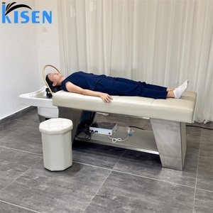 KISEN Fauteuil de lavage capillaire professionnel à vapeur, lit de shampoing moderne pour spa avec thérapie aquatique et massage thaïlandais, et armoire de rangement - Product Image 3