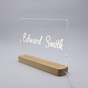 Customized Large Size DIY Desk Lamp USB Wooden Base Lamp Led <strong>Dimmable</strong> <strong>Night</strong> <strong>Light</strong> with Message Board - Product Image 1