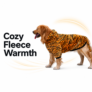 Costume de chien à rayures de tigre, sweat à capuche avec oreilles et queue, manteau chaud en polaire pour grands chiens, vêtements pour animaux de compagnie, fête d'Halloween, Noël, imprimé tigre - Product Image 1