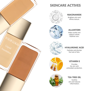 Base de Maquillaje Líquida OEM de Venta Caliente de Fábrica, <span class=keywords><strong>Serie</strong></span> de Cosméticos con Color, Fórmula con Vitamina C, Libre de Crueldad Animal, Antienvejecimiento y Antiarrugas - Product Image 5