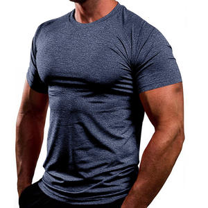 Camiseta de Manga Corta para Hombre, Cuello Redondo, Color Sólido, Secado Rápido, Transpirable, Estilo Deportivo Casual de Verano, Corte Ajustado, Azul - Product Image 4
