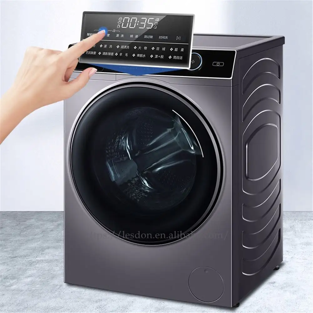 กลองเครื่องซักผ้าเครื่องเป่า All-In-One อัตโนมัติ10กิโลกรัมความถี่ตัวแปรกลองขนาดใหญ่ความจุเครื่องซักผ้าบ้าน
