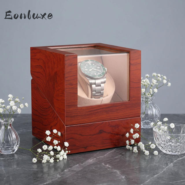 Eonluxe Watch Winder 1 Slot Automatic Mechanical Rotator High Density Fiberboard Handmade Home Storage Box Storage Box Display