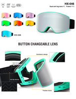 Masque de ski léger et réglable avec protection UV400, verres polarisés et monture magnétique à échange rapide