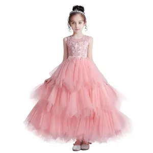 Tiered Tulle Dresses Embroidery Flower Girl Dresses For Wedding Kids