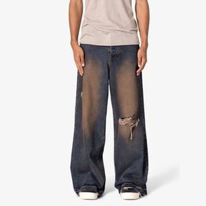 Nouvelle Arrivée Vente en Gros Design de Marque Tendance Personnalisé Jean Baggy en Denim Délavé et Déchiré pour Homme - Product Image 4