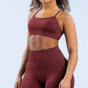 เสื้อชั้นในโยคะแบบไร้รอยต่อ ผ้าไนลอนเนื้อแมท คอกว้าง สีพื้น สำหรับผู้หญิง ออกกำลังกาย ฟิตเนส ซัพพอร์ตสูง เหมาะสำหรับการออกกำลังกาย - Product Image 5