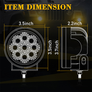 ไฟสปอร์ตไลท์ LED ขนาดเล็ก 3.5 นิ้ว 27 วัตต์ แบบมัลติฟังก์ชั่น สำหรับงานก่อสร้าง แสงแบบฟลัด/โฟกัส ป้องกันฝุ่น - Product Image 2