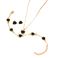 Set de 5 Piezas de Joyería para Mujer: Pulseras de Flor de Cinco Hojas de la Suerte, Dijes de Trébol de Acrílico, Pulsera, Collar, Anillo y Pendientes Bañados en Oro
