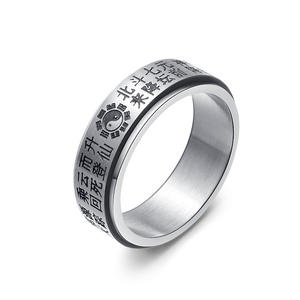 Anillo de Acero de Titanio Giratorio con Diseño de Constelación del Dios Taoísta Big Dipper, Estilo Chino, Joyería Religiosa para Hombre, Regalo - Product Image 1