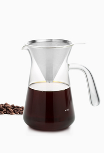 Caffettiera in Vetro Trasparente con Filtro Riutilizzabile in Acciaio Inox Senza Carta, Manico e <span class=keywords><strong>Caraffa</strong></span> in Borosilicato da 360ml/600ml - Product Image 4