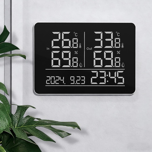 Thermomètre et hygromètre mural à double usage pour bureau, adapté à une utilisation intérieure et extérieure avec émetteur sans fil - Product Image 2