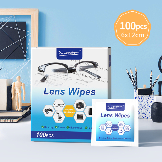 Powerclean Computer Screen & Glasses Cleaning Wipes with Square Pattern ISO Certified Disinfecting