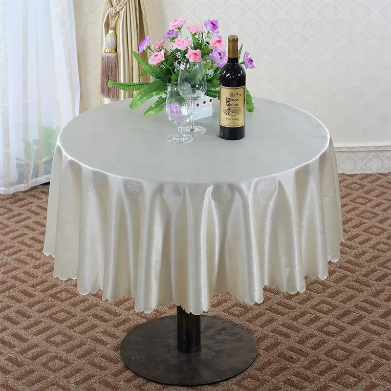 2 pak taplak meja bundar warna Solid, pelindung meja lingkaran poliester dapat dicuci untuk Hotel pesta pernikahan jamuan makan