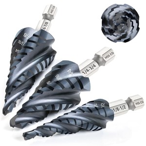Foret étagé à quatre spirales en <span class=keywords><strong>acier</strong></span> rapide HSS M35 <span class=keywords><strong>Cobalt</strong></span> <span class=keywords><strong>Titane</strong></span> Nitrure d'aluminium 3/16-7/8 pouces avec revêtement ambre - Product Image 2