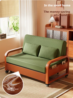 Muebles para el Hogar de Estilo Nórdico Moderno, Sofá Cama Plegable y Extensible, Respaldo y Brazos de Madera Maciza, Estructura Metálica, Tapicería de Tela, para Apartamento