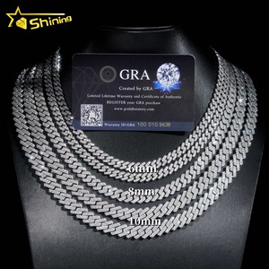 مجوهرات فاخرة رائجة البيع: سلسلة وسوار كوبان من النحاس والمويسانيت بأحجام 6 مم و8 مم و10 مم للرجال، مرصعة بالكامل - Product Image 1
