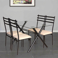 Table à manger convertible en verre avec 4 chaises pour la maison ou l'hôtel pour une utilisation en appartement