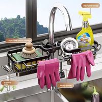 Égouttoir de cuisine multifonctionnel en métal, support de rangement mural pour robinet, panier suspendu pour éponges et torchons