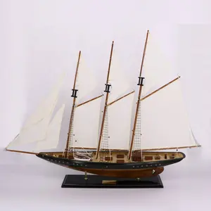 120cm 길이 나무 항해 선박 모델 "대서양",4 가지 골동품 마무리 미국 보트 모델, 홈 컬렉션