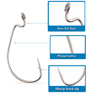 Hameçon souple Luya Bait 7316 en acier à haute teneur en carbone, à profil large avec ardillon, pour la pêche en mer au bar, lot de 10 hameçons simples - Product Image 5