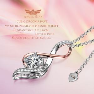 Collar con Colgante de Manos de la Madre en Plata de Ley S925 con Baño de Rodio y Circonita, Cadena para Mujer, Regalo de Boda o Compromiso - Product Image 2