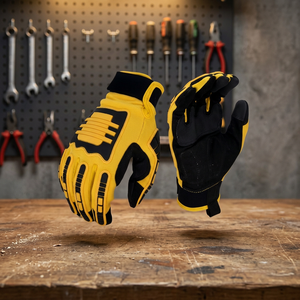 Guantes de Seguridad Amarillos y Negros con Puntas de Dedos con Textura de Microdiamantes en Relieve, Antideslizantes, con Muñequera Elástica, para Uso General - Product Image 3