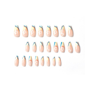 Ms.Miemie 24 <span class=keywords><strong>Uñas</strong></span> Postizas Extra Largas Estilo Francés, <span class=keywords><strong>Uñas</strong></span> de Presión ABS, Color Azul y <span class=keywords><strong>Amarillo</strong></span>, Bloqueadas por Color, Reutilizables, <span class=keywords><strong>Uñas</strong></span> Artificiales - Product Image 2