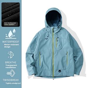 Femmes hommes automne <span class=keywords><strong>hiver</strong></span> coquille dure veste de pluie coupe-vent imperméable trois-en-un à capuche alpinisme veste vide montagne - Product Image 2