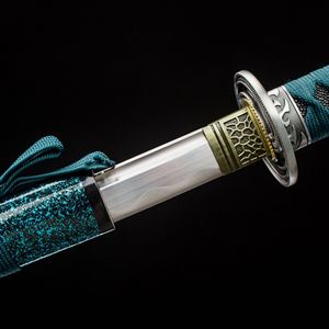 Épée de samouraï verte à motif de dragon, épée Longquan, forgée à la main, acier à haute teneur en manganèse 1060, <span class=keywords><strong>katana</strong></span> japonais, épée de commandement - Product Image 4