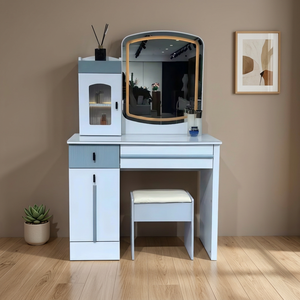 Table de maquillage moderne sur pied avec rangement, durable et écologique, pour chambre à coucher - Product Image 3