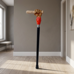 Bastón de Madera Grabado a Mano con Mango de Bate de Béisbol y Empuñadura Roja, Regalo Temático Personalizado para Aficionados al Deporte - Product Image 4
